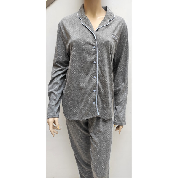 Pijama-casaco fino c/manga pintinhas 97290