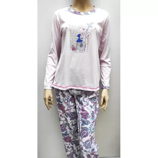 Pijama fino manga comprida e calça 3539 Grassy Madame