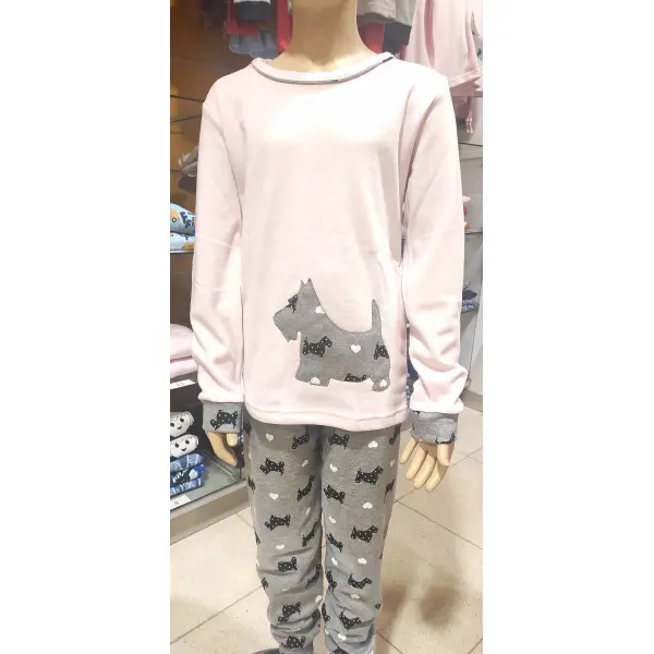 Pijama Cardado menina 6589 Terrier pintas e corações