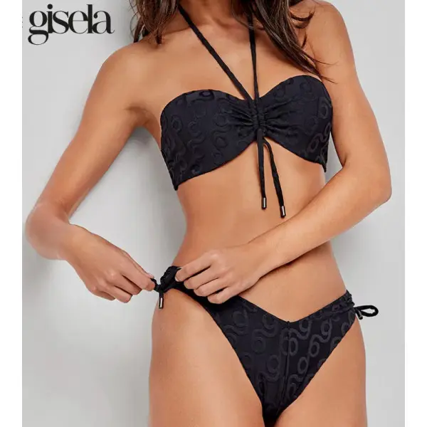 Bikini conjunto cai-cai 30190B Padrão com relevo e nó de ajuste