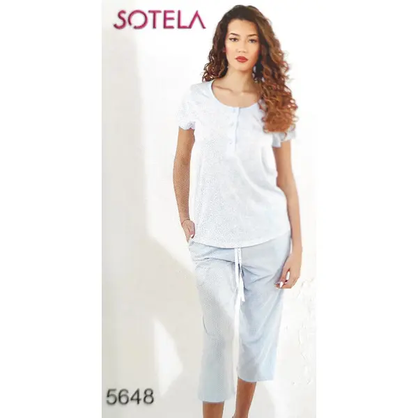 Pijama manga curta e corsário 5648 camisola florzinhas