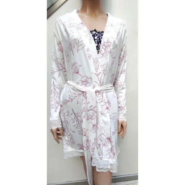 Robe fino florido de manga comprida rendada 25430