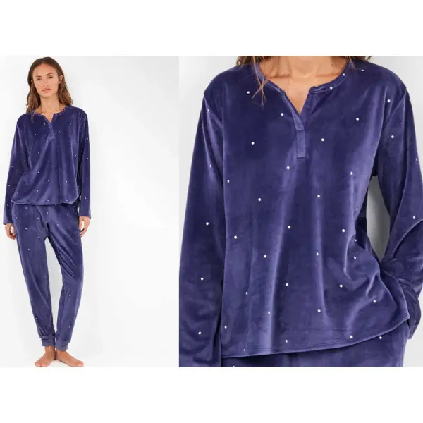 Pijama Polar Decote V Luas-cheias 20316