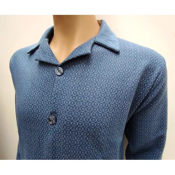 Pijama-casaco cardado Gola em bico 25126 Hexagonos