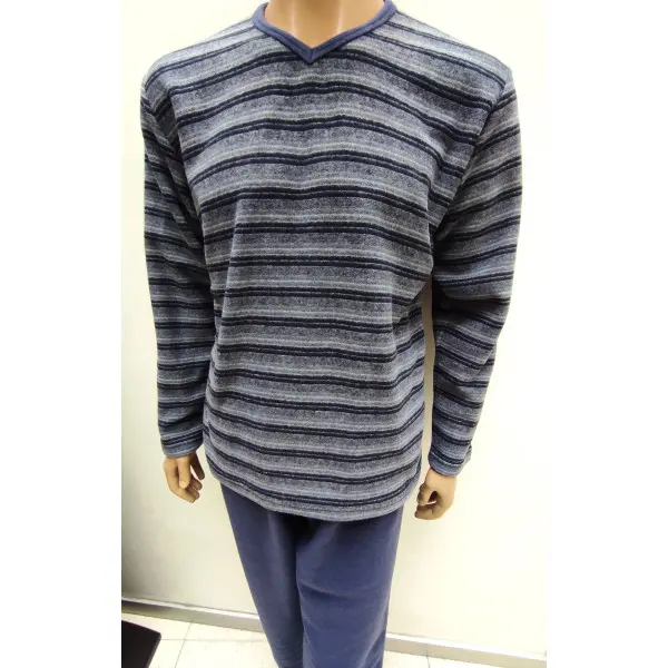 Pijama Polar 25112 Decote em bico Listras duplas