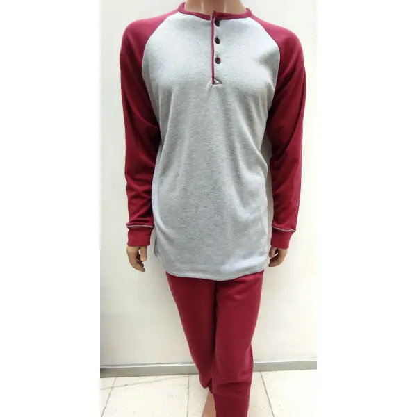 Pijama cardado 25107 Basic contraste de mangas