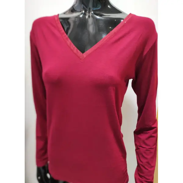 Camisola manga comprida Basic e decote em bico em Tulle 85-85