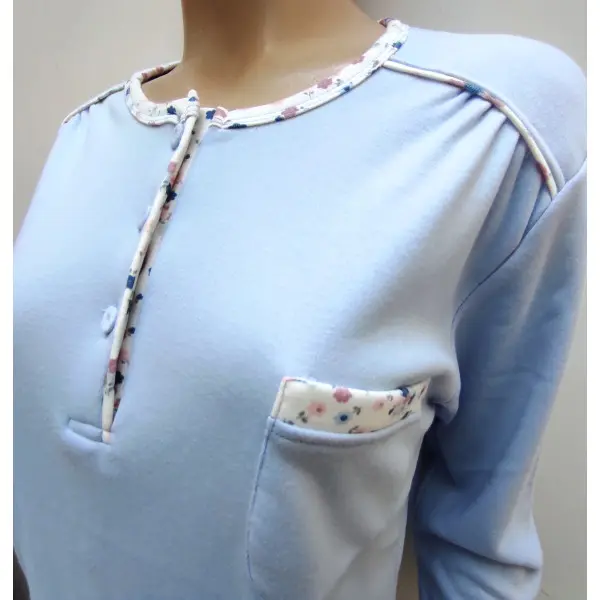 Pijama cardado Flores Rosas e Azuis 25148