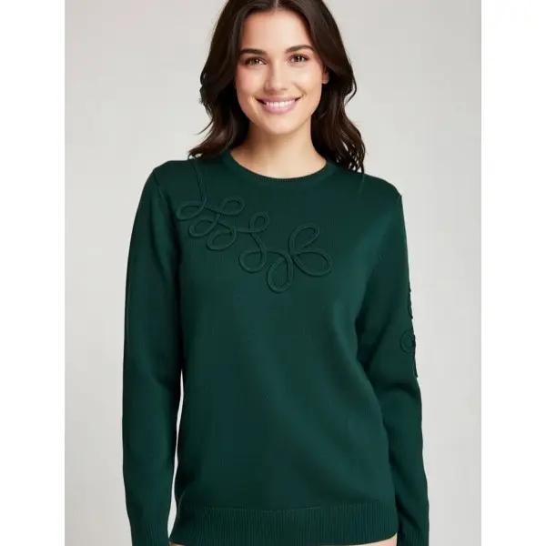 Camisola de malha e gola redonda 25574 floreado lateral