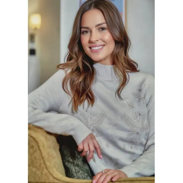 Camisola de malha meia gola 25572 flocos de neve
