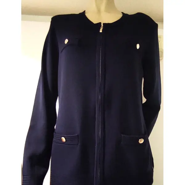 Casaco malha fina fecho e gola redonda 26117