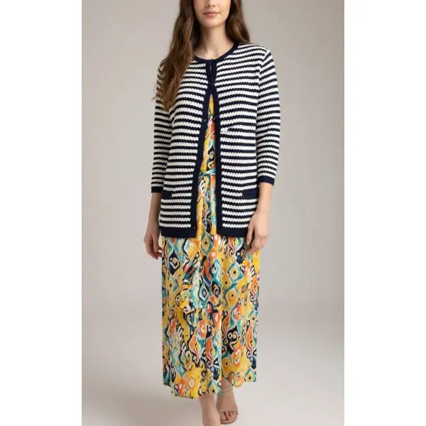 Casaco malha fina ondas marinho 26121