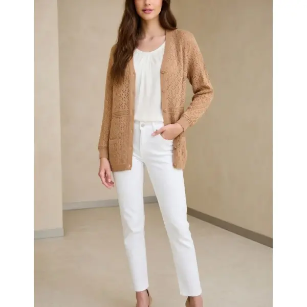 Casaco malha fina losangos picotado 26122