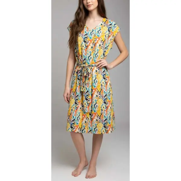 Vestido tropical decote em bico 26178