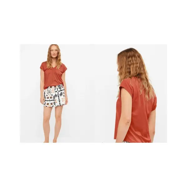 Pijama meia manga e calção Decote em bico Summer Foliage 20374