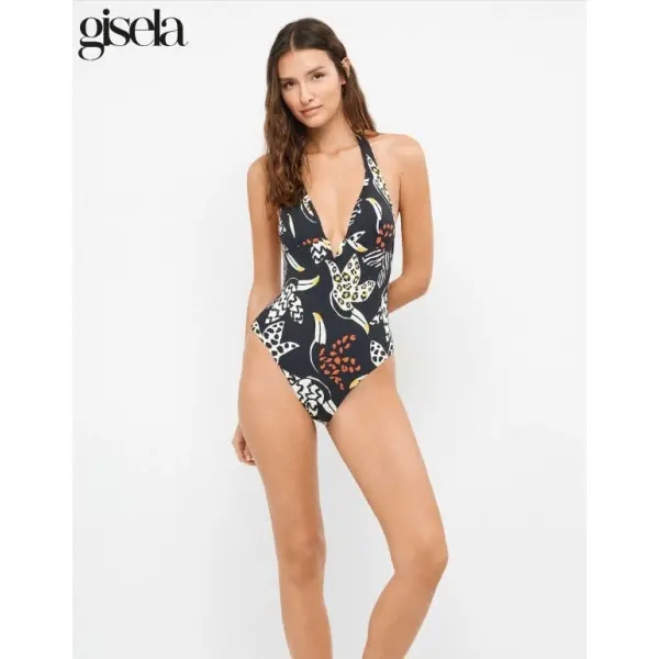 Fato de Banho decotado aperta no pescoço Selva Negra 30314