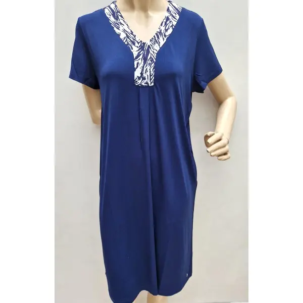 Vestido manga curta decote em bico Zebra de abotoar 26171