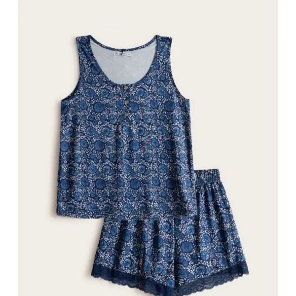 Pijama Olho de Pavão alça larga e calção 427