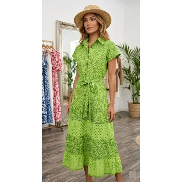 Vestido Selva bordado inglês de abotoar 26213