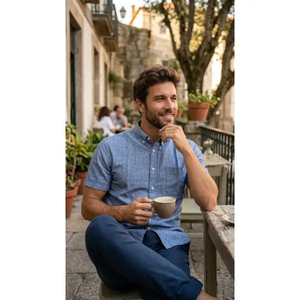 Camisa manga curta Algodão & Linho 9119