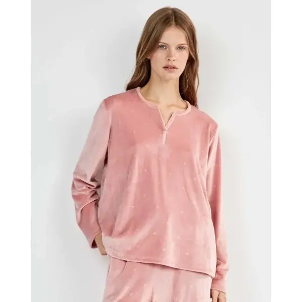 Pijama Polar Laminado 20428 estrelinhas Rosa