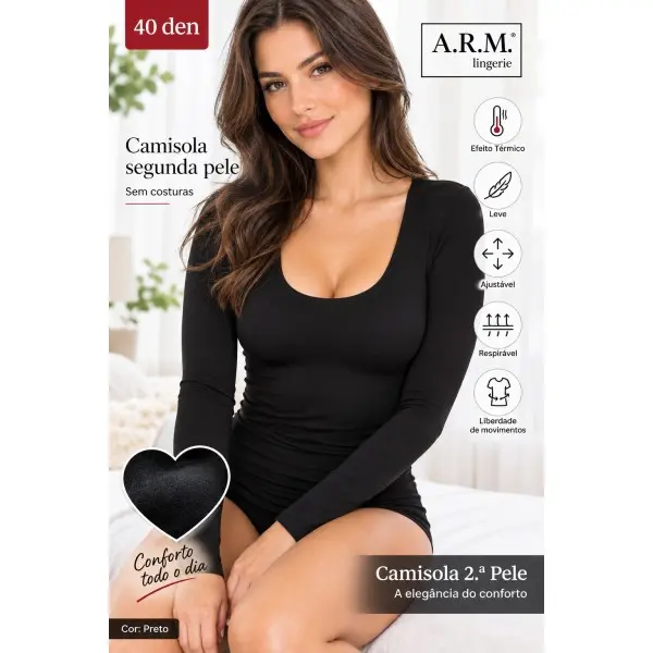 Camisola 2.ª Pele 45 - manga comprida - sem costuras