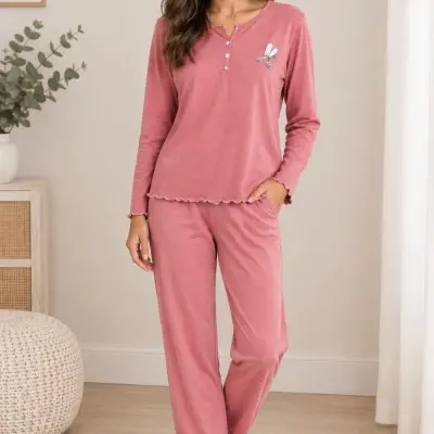 Pijama malha fina e manga...