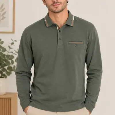 Polo Algodão de gola 2Tons...