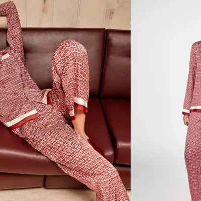 Pijama-casaco acetinado...