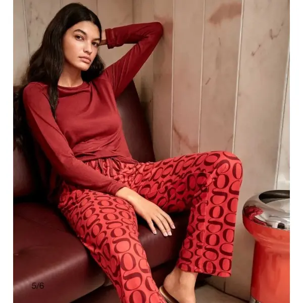Pijama malha fina gola de rede c/ padrão 20447